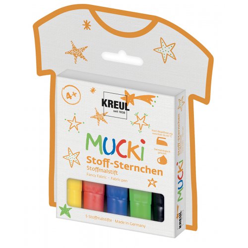 Fixy na textil MUCKI HVĚZDY 5 barev