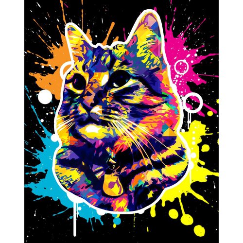 Vyšívání křížkové sada  - Super kočka Pop Art 32 x 40 cm