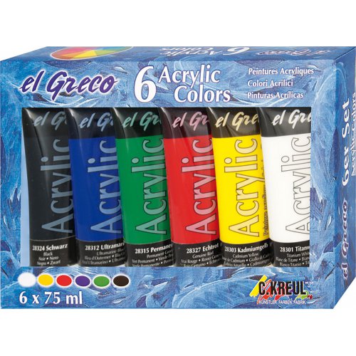 Akrylové barvy sada EL GRECO 6 barev 75 ml